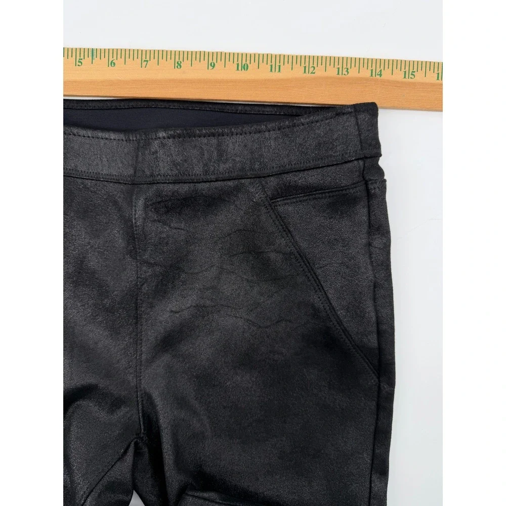Free People Black Vegan Suede Moto Leggings High Rise Crackle‎ Finish Size 4